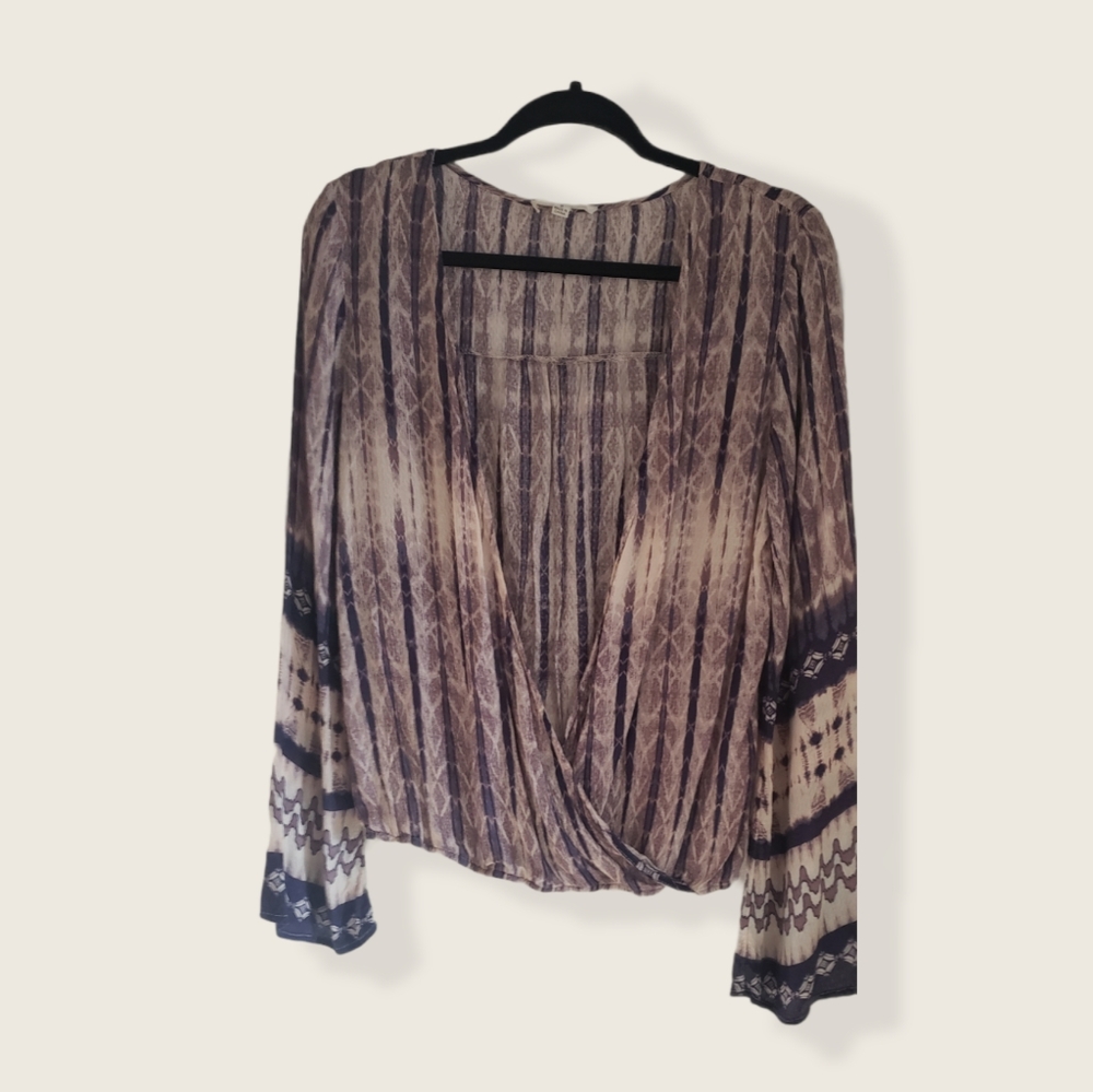 Honey Punch boho long sleeve wrap top V-neck